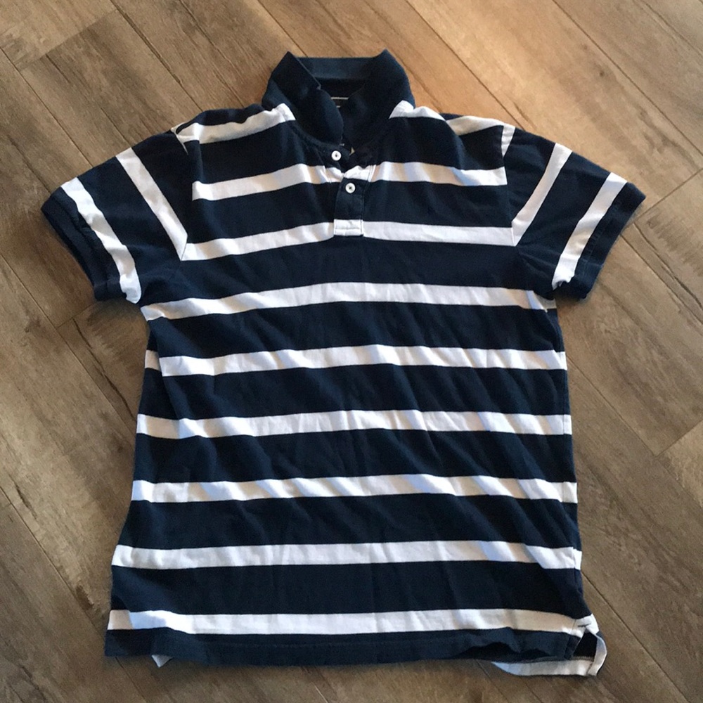 Navy Blue and White Stripped Polo